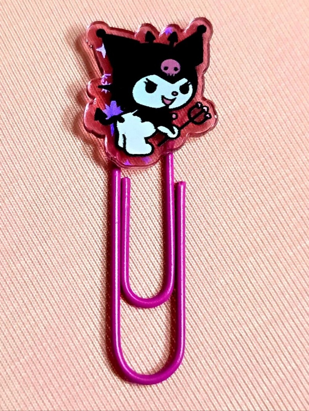 Kuromi Decorated Pink Paper Clips Metal Clip Set Of 6 - Picture 4 of 9